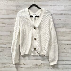 H&M White Oversized Button-Up Knit Cardigan